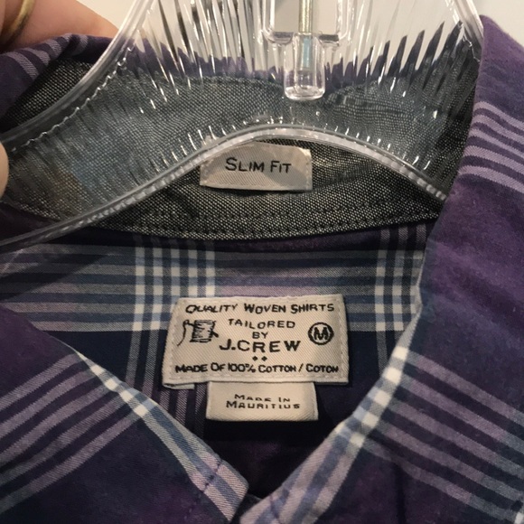 J. Crew Slim Fit Purple Plaid Button Up Size M - Picture 5 of 7